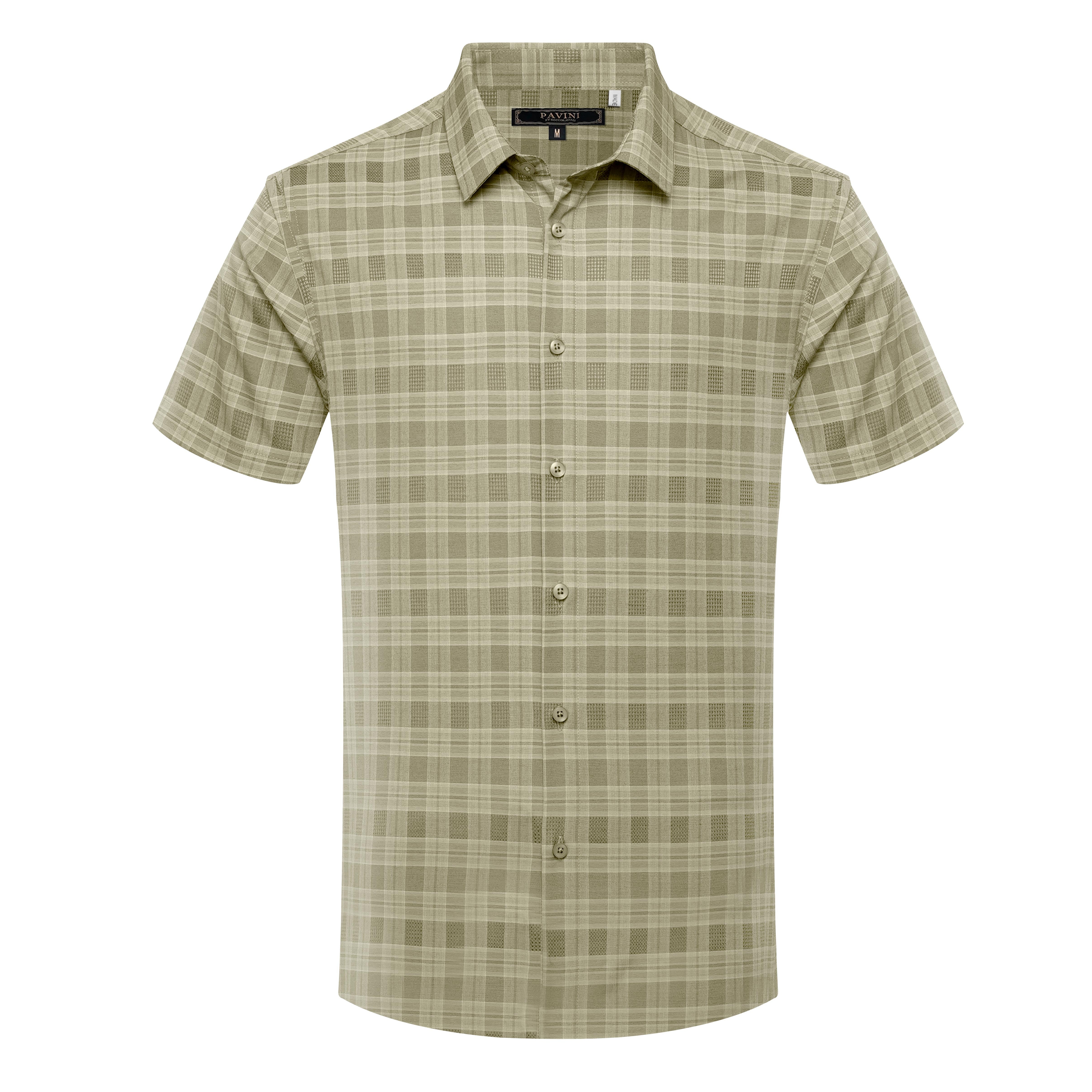 Men’s Short Sleeve Button-Down Shirt – Plaid