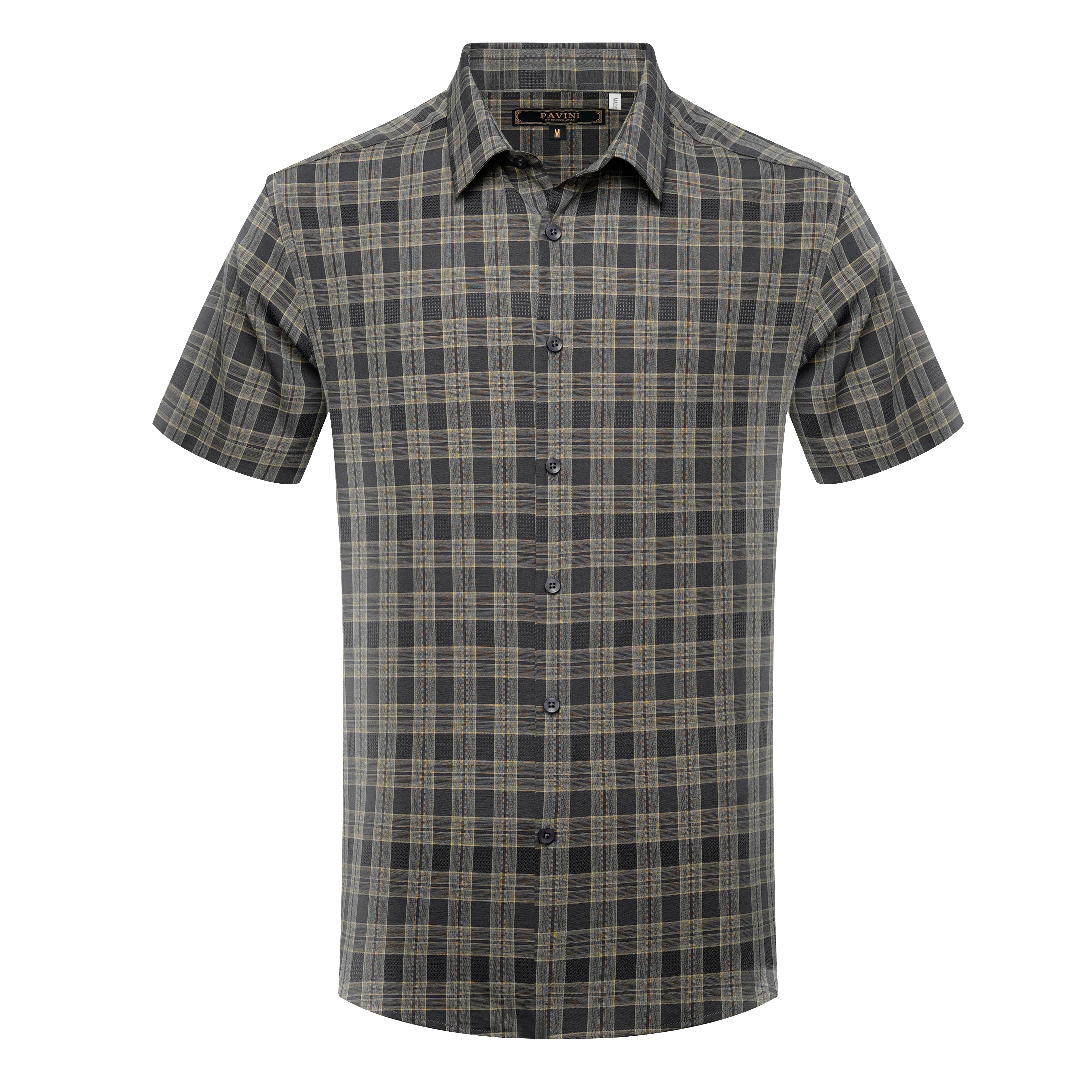 Men’s Short Sleeve Button-Down Shirt – Plaid