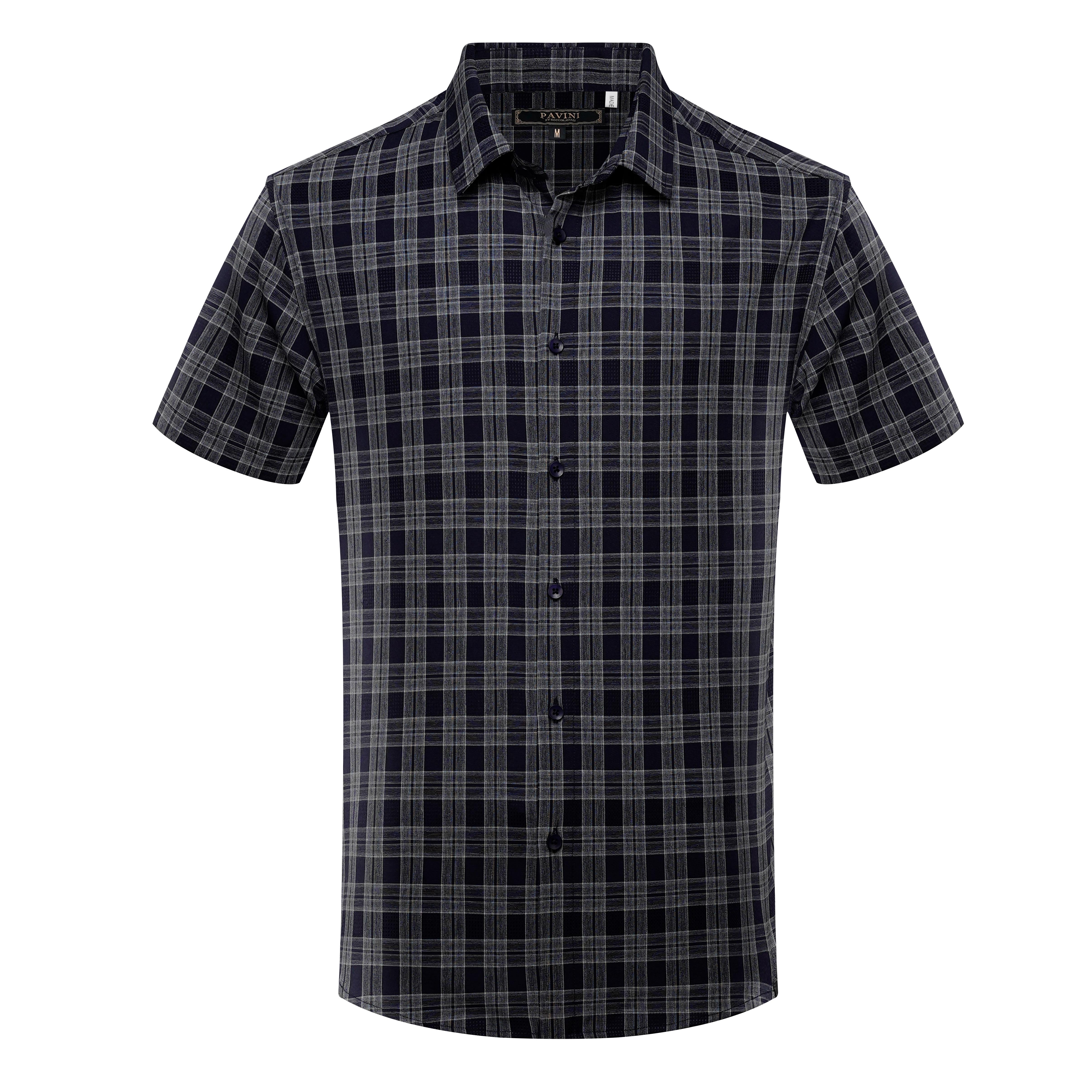 Men’s Short Sleeve Button-Down Shirt – Plaid