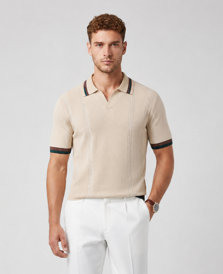PAVINI SP-322 Men's Premium Textured Knitted Polo Shirt