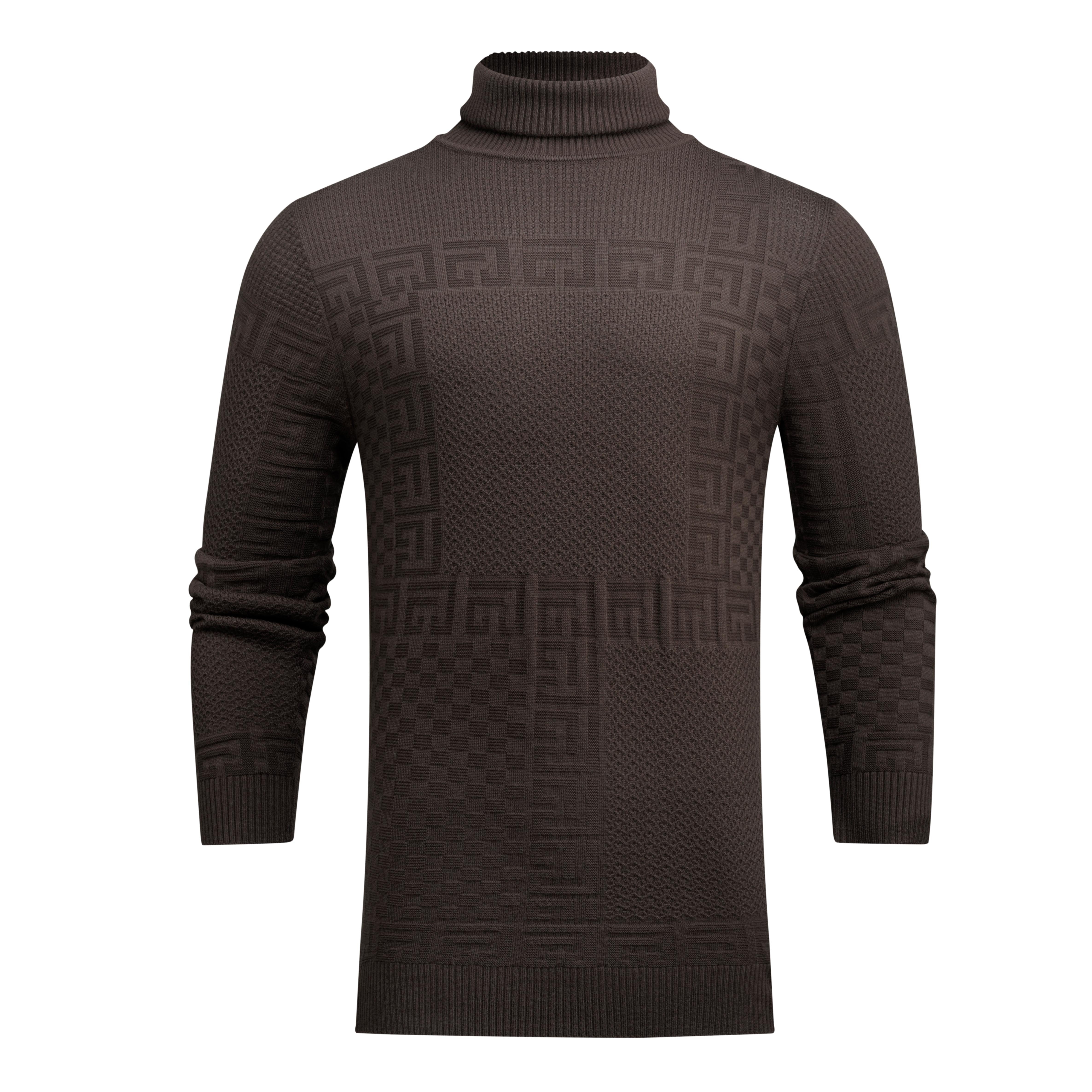 Textured Patchwork Turtleneck Sweater