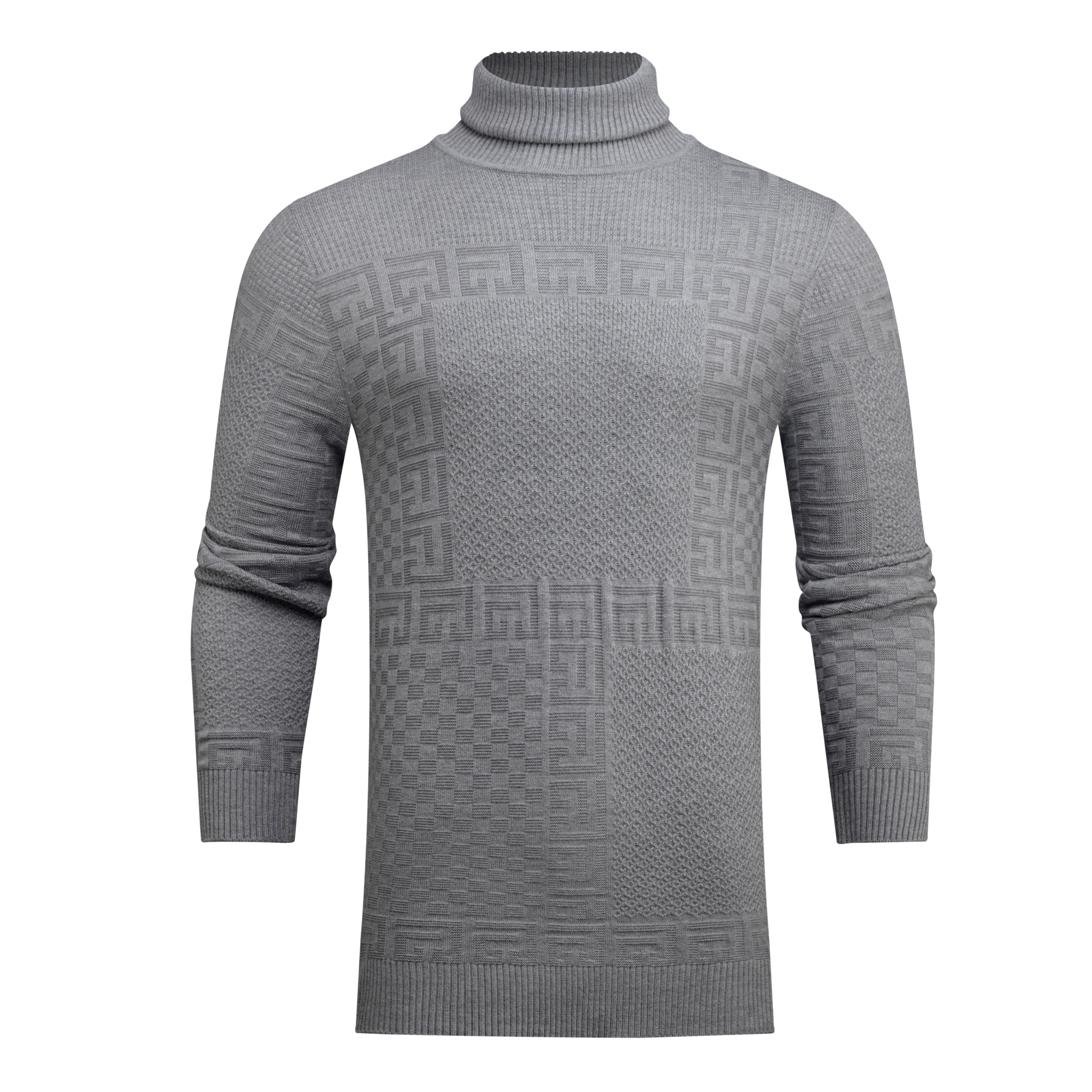 Textured Patchwork Turtleneck Sweater