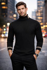 Premium Jacquard Turtleneck Sweater