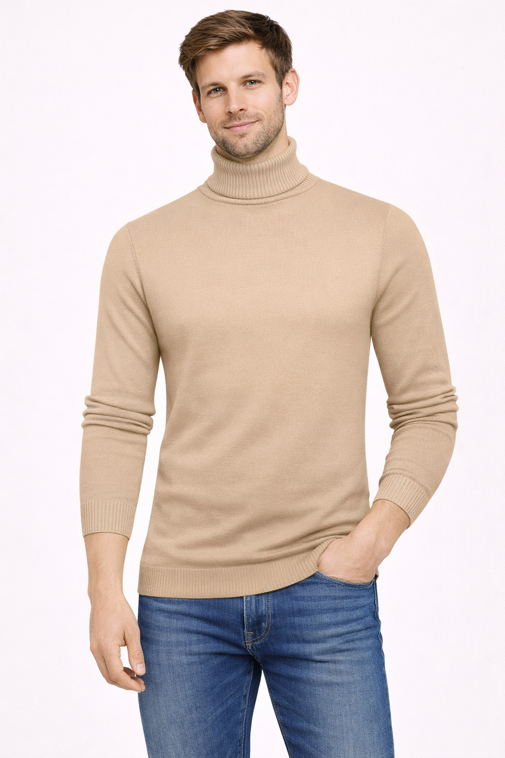 Men’s Solid Turtleneck Sweater