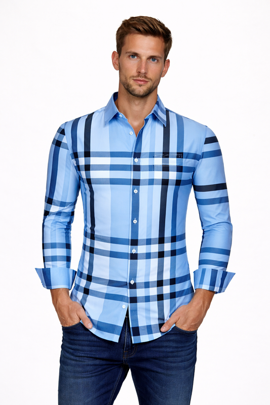 Pavini Long Sleeve Men's Plaid Shirt