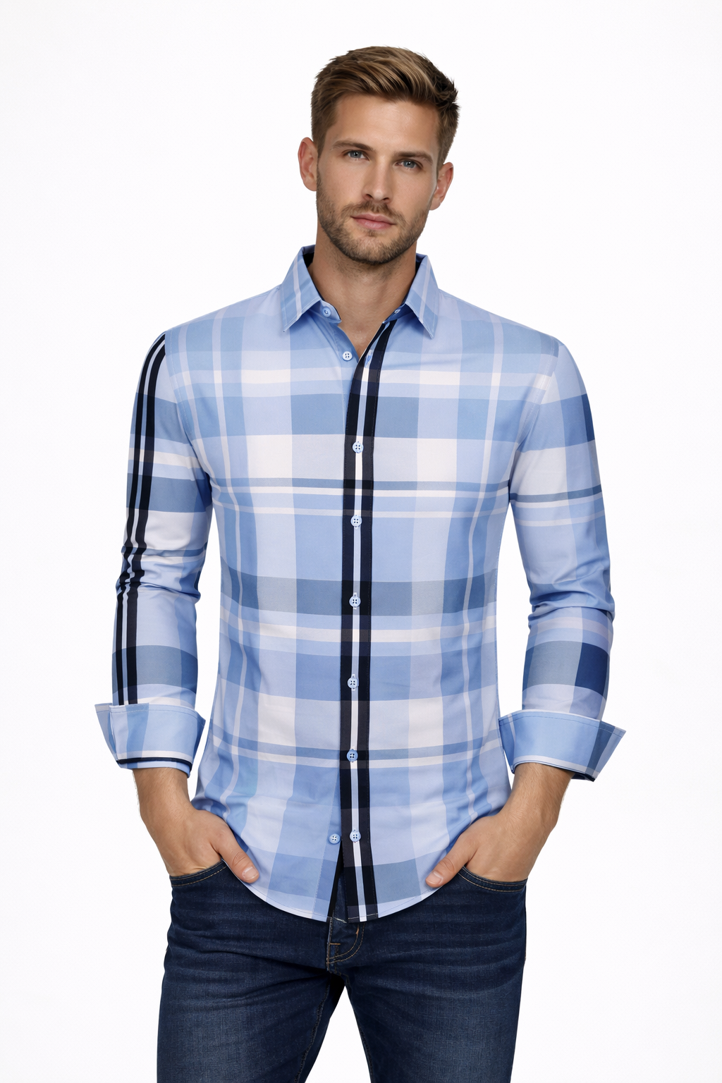 Pavini Long Sleeve Men's Plaid Shirt