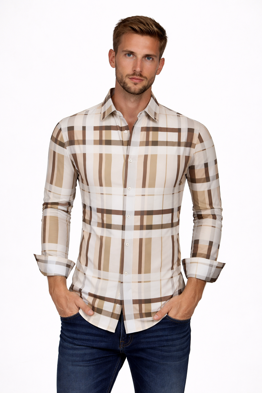 Pavini Long Sleeve Men's Plaid Shirt
