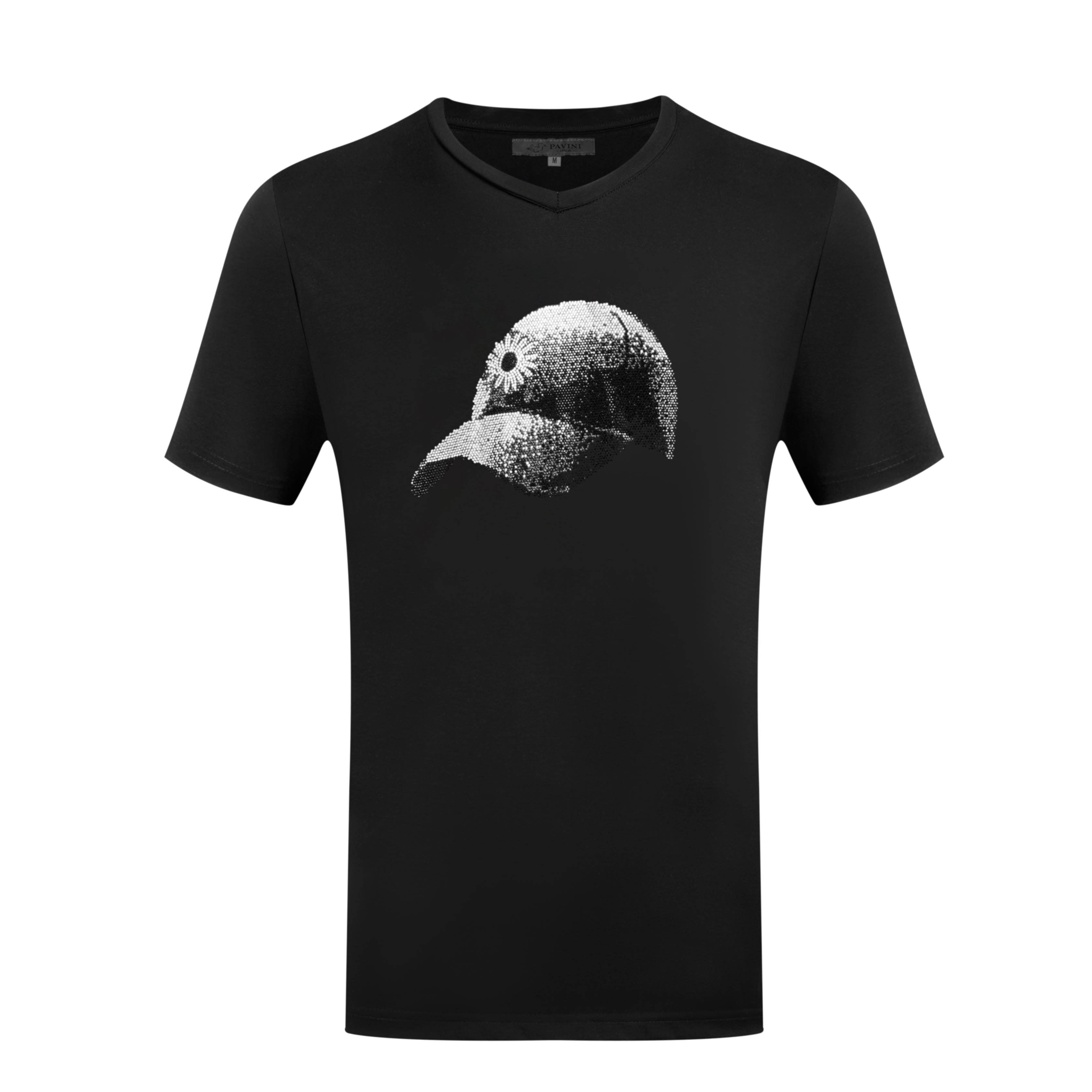 V-Neck Graphic T-Shirt – Crystal Cap Design