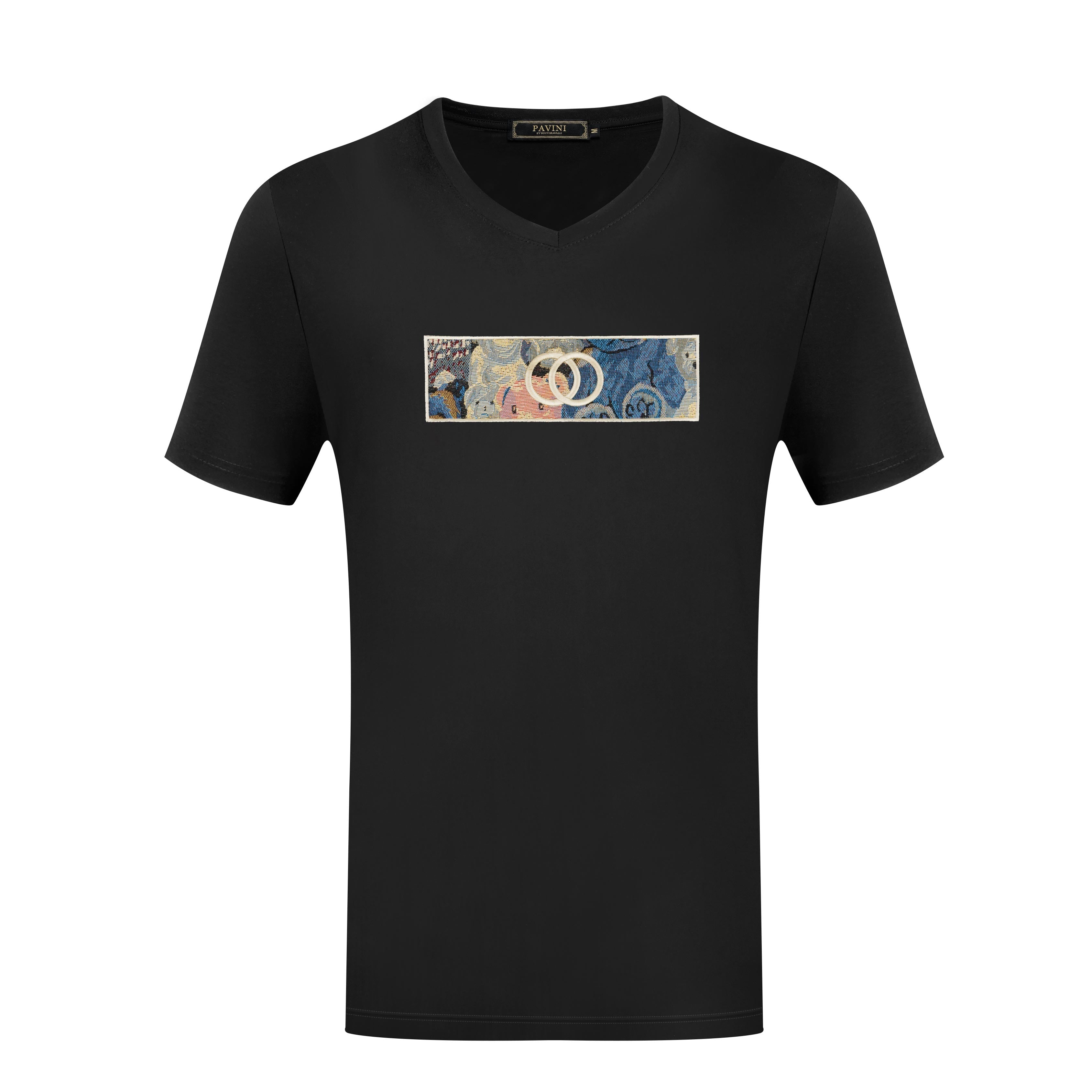 V-Neck Graphic T-Shirt – Art Panel Emblem