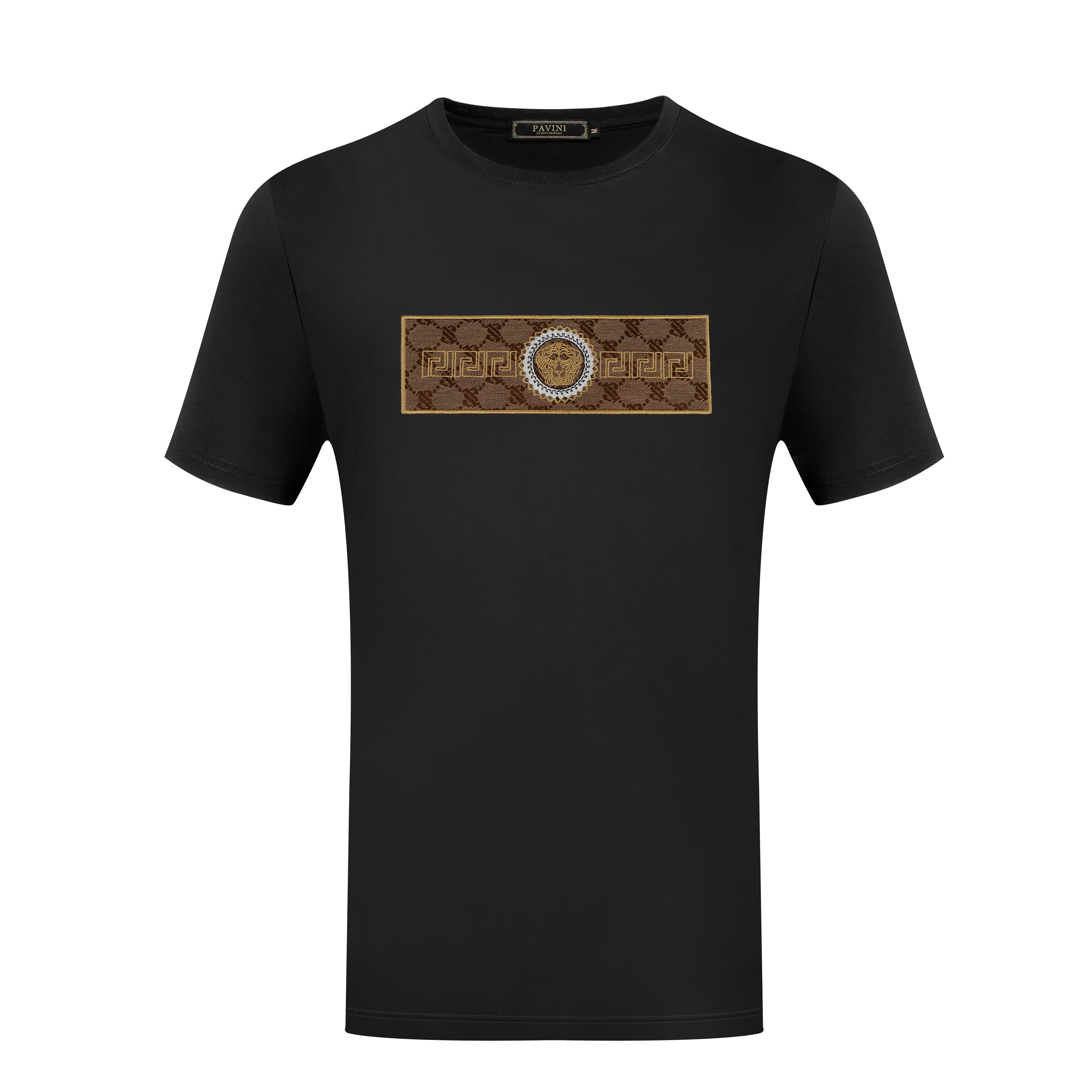 Crewneck Graphic T-Shirt – Pattern Band Medallion Emblem