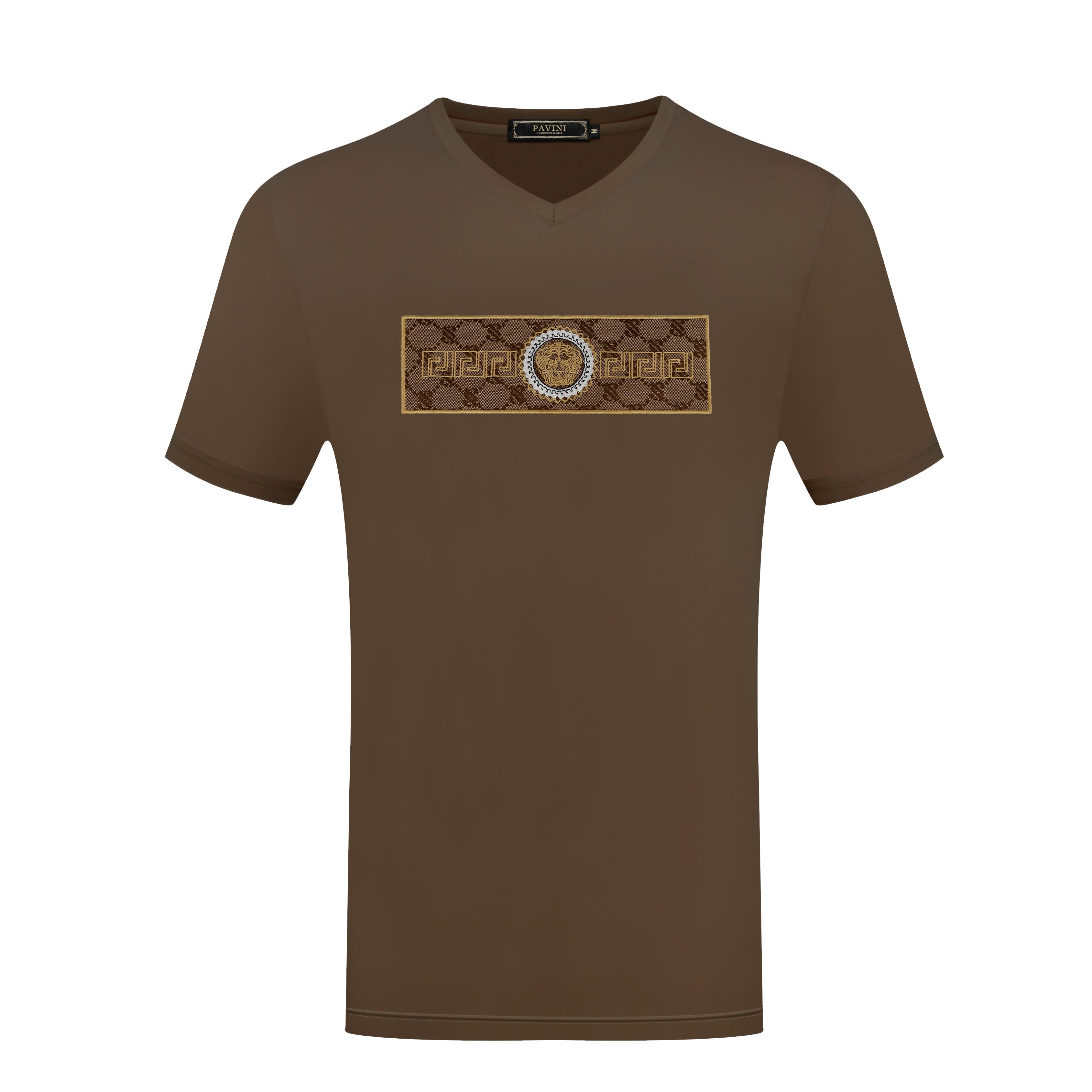 Crewneck Graphic T-Shirt – Pattern Band Medallion Emblem