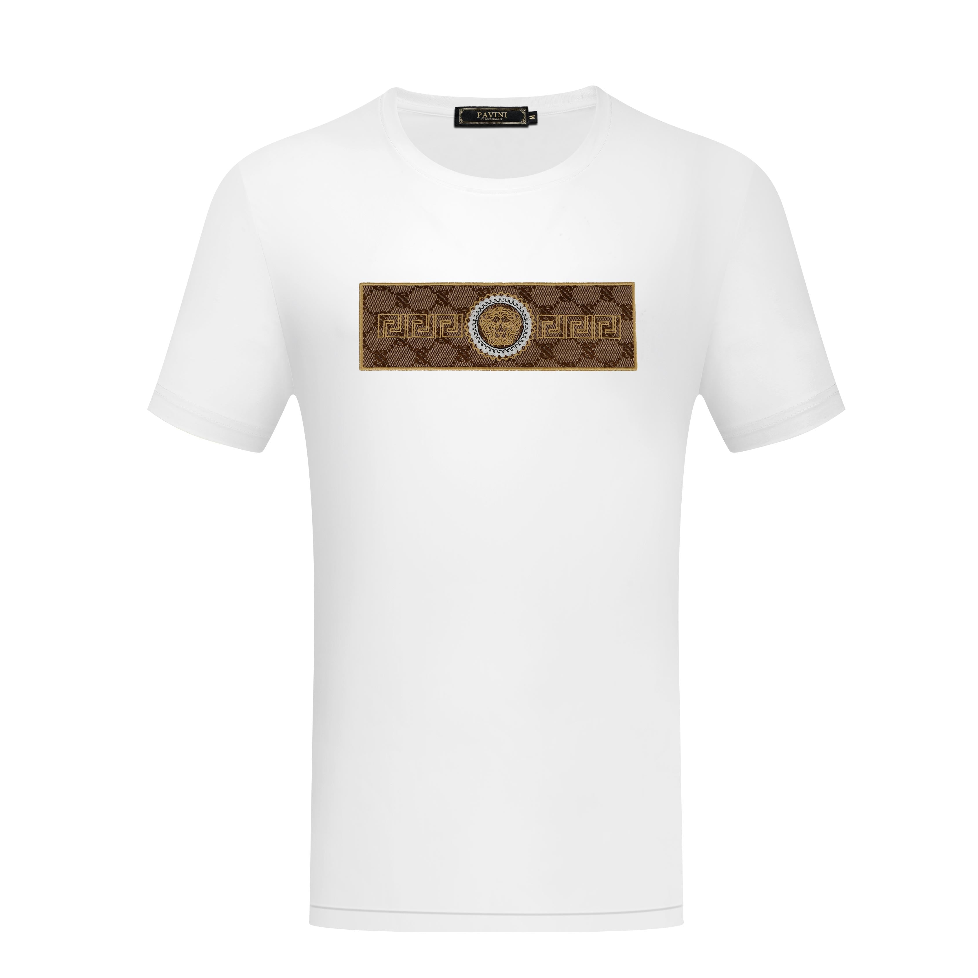 Crewneck Graphic T-Shirt – Pattern Band Medallion Emblem