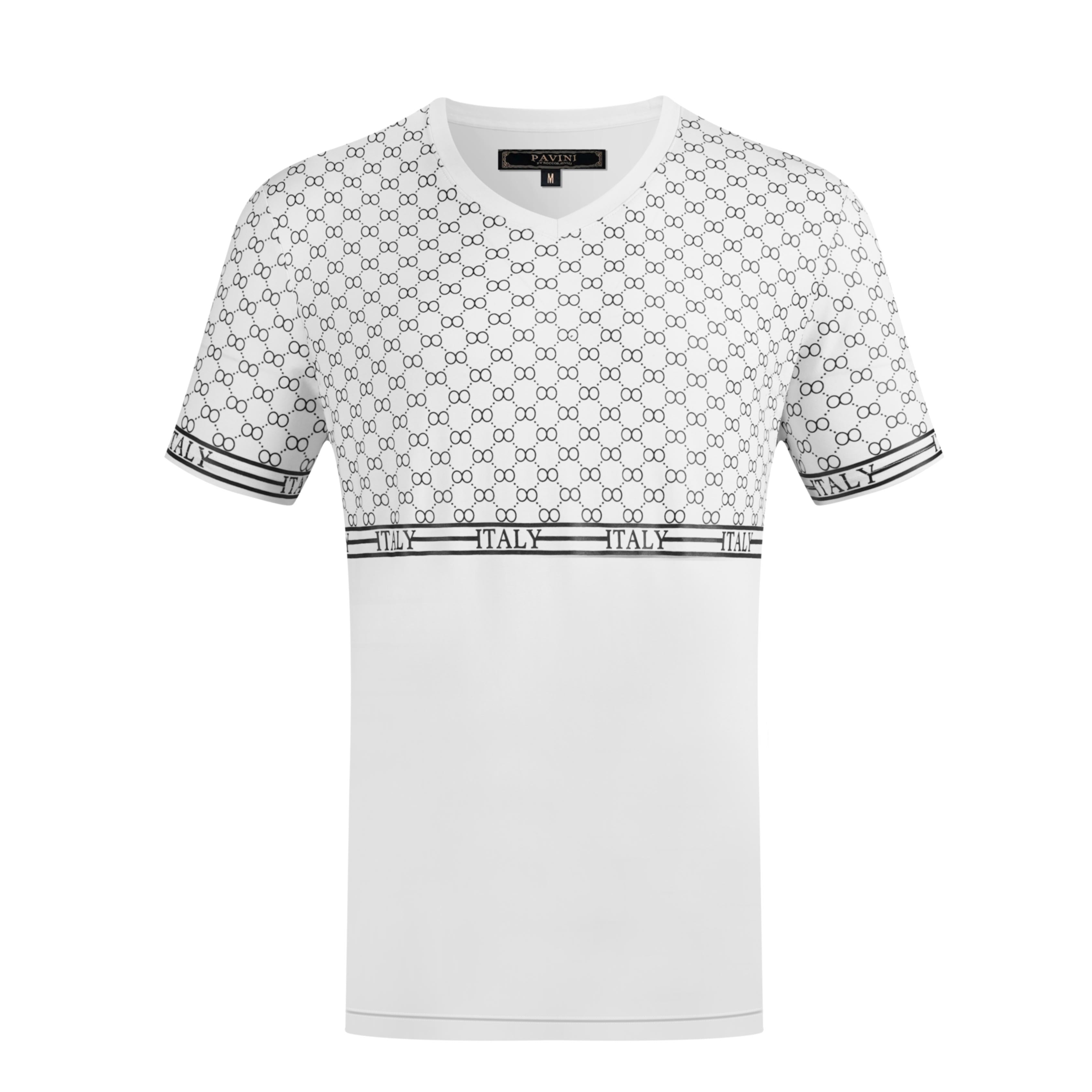 PAVINI Monogram Panel Tee – “ITALY” Band Detail