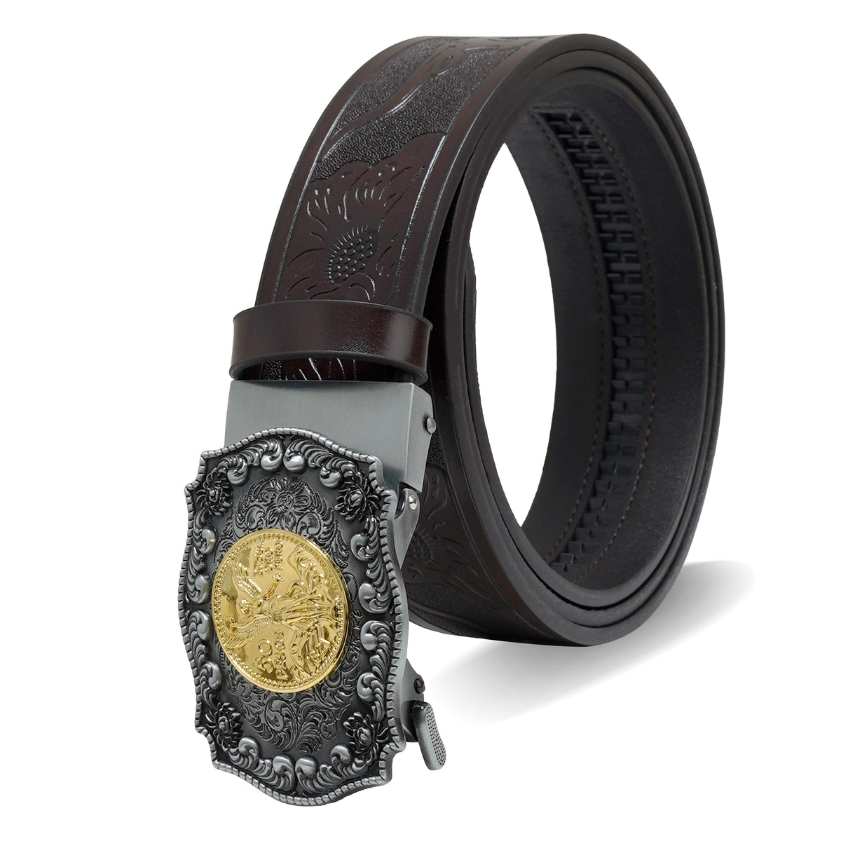 Pavini Coin Medallion Buckle Western Belt - WB-616