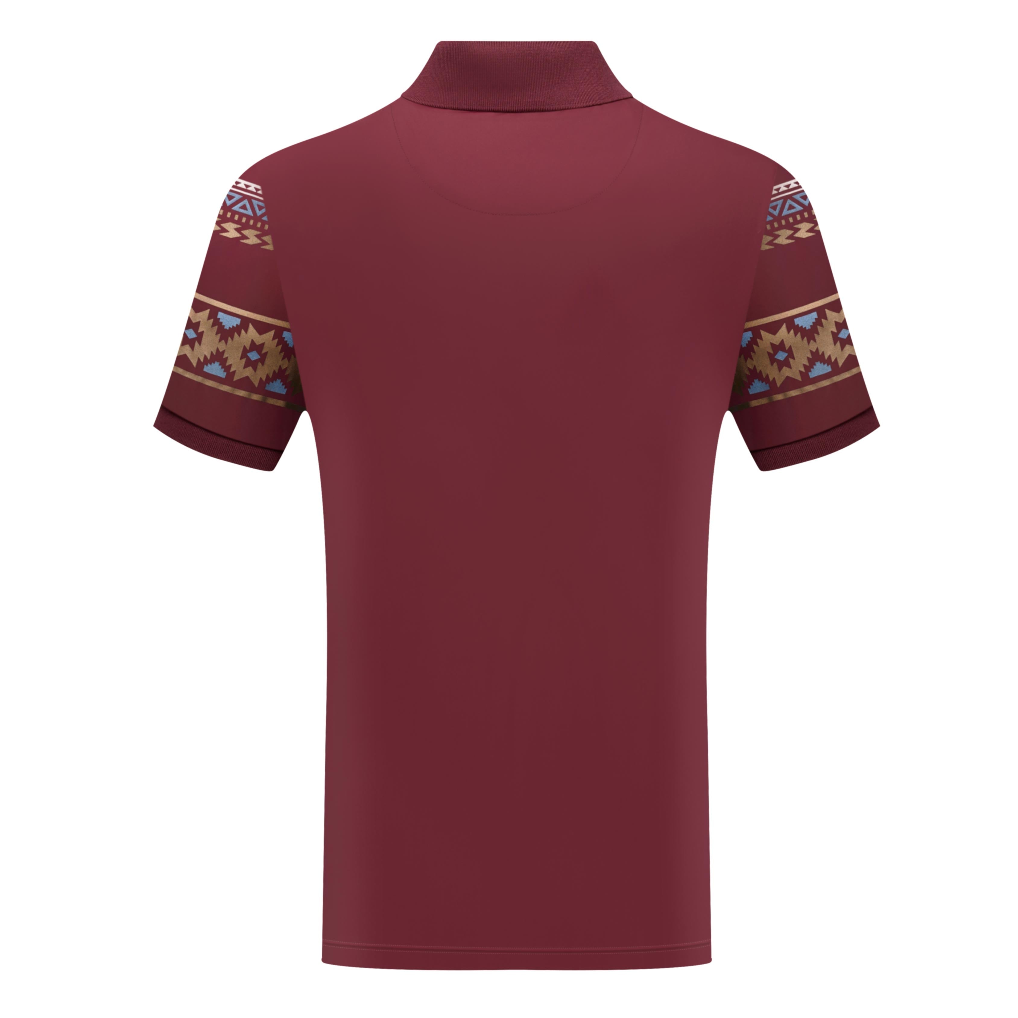 Men’s Polo Shirt with Aztec Pattern Chest & Sleeve Design