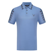 Men’s Polo Shirt with Patterned Collar & Sleeve Detail
