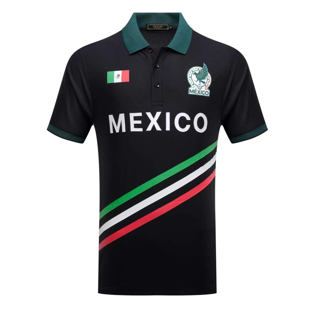 Mexico Polo Shirt – Short Sleeve Polo with Flag &amp; Eagle Detail