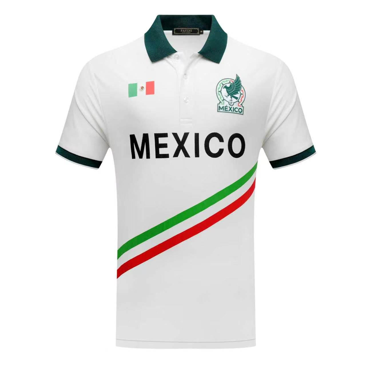 Mexico Polo Shirt – Short Sleeve Polo with Flag &amp; Eagle Detail