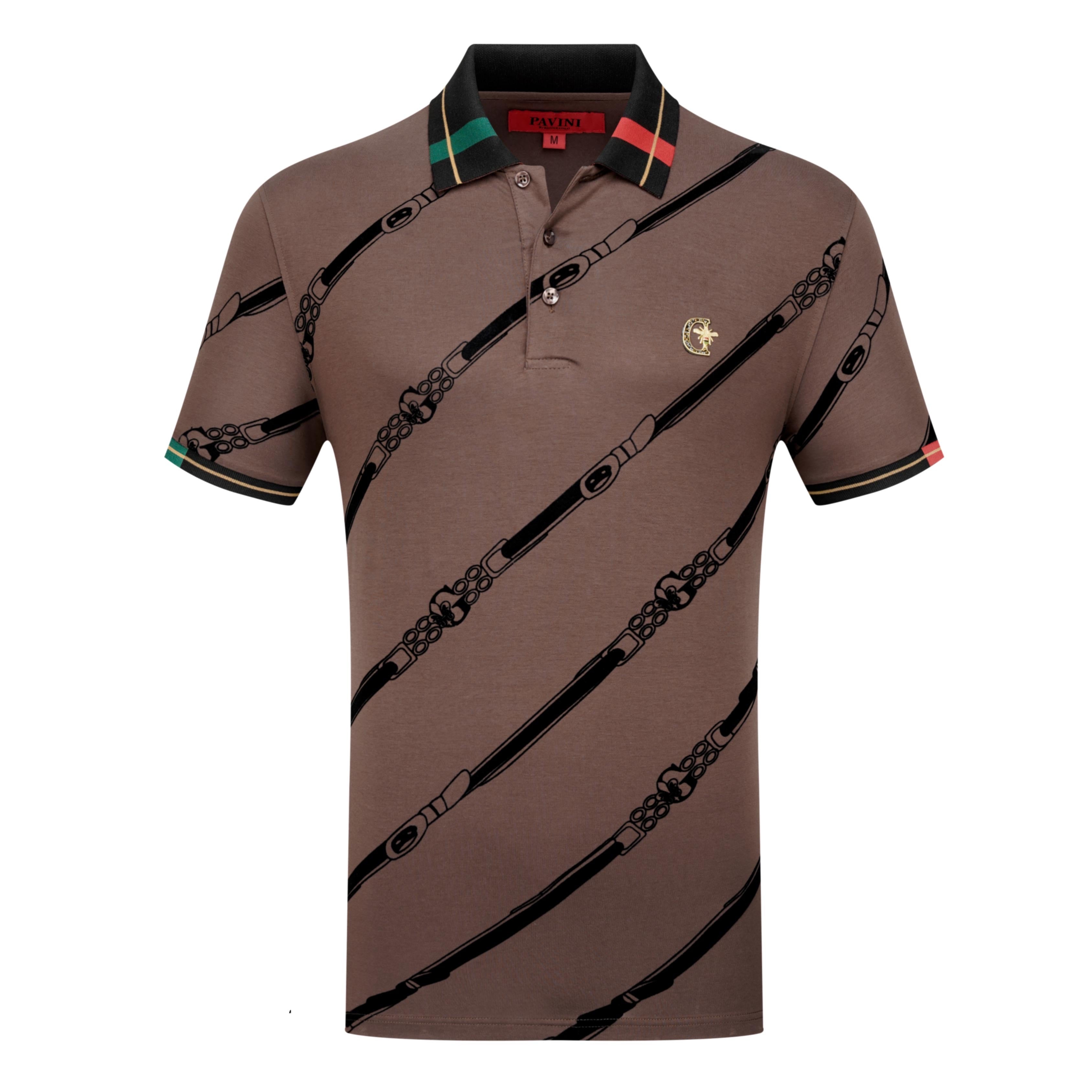 Men’s Polo Shirt with Diagonal Print Design